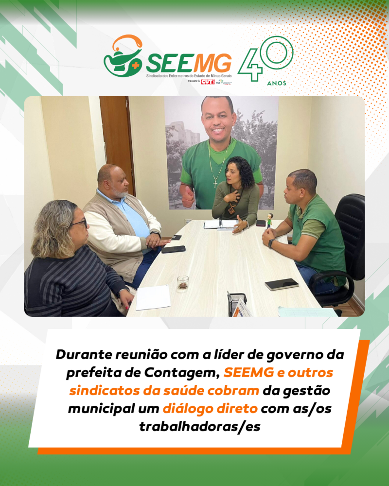 Durante reunião com a líder de governo da prefeita de Contagem, SEEMG e outros sindicatos da saúde cobram da gestão municipal um diálogo direto com as/os trabalhadoras/es