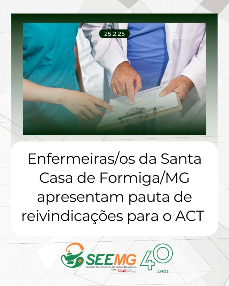 Enfermeiras/os da Santa Casa de Formiga/MG apresentam pauta de reivindicações para o ACT, durante assembleia do SEEMG
