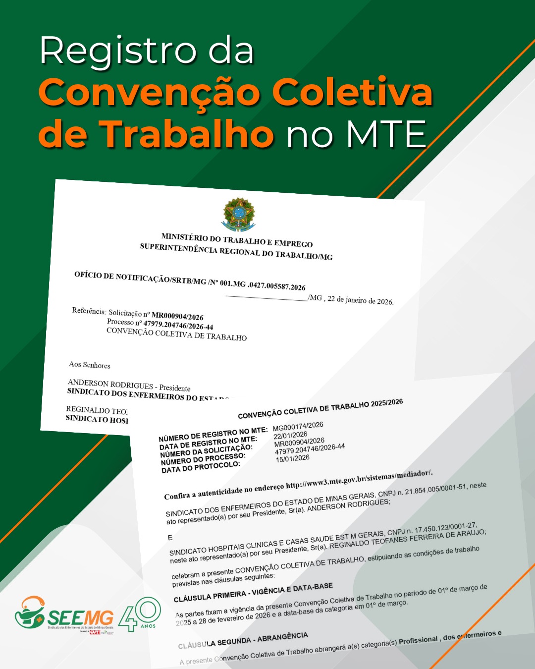 Registro da Convenção Coletiva de Trabalho no MTE