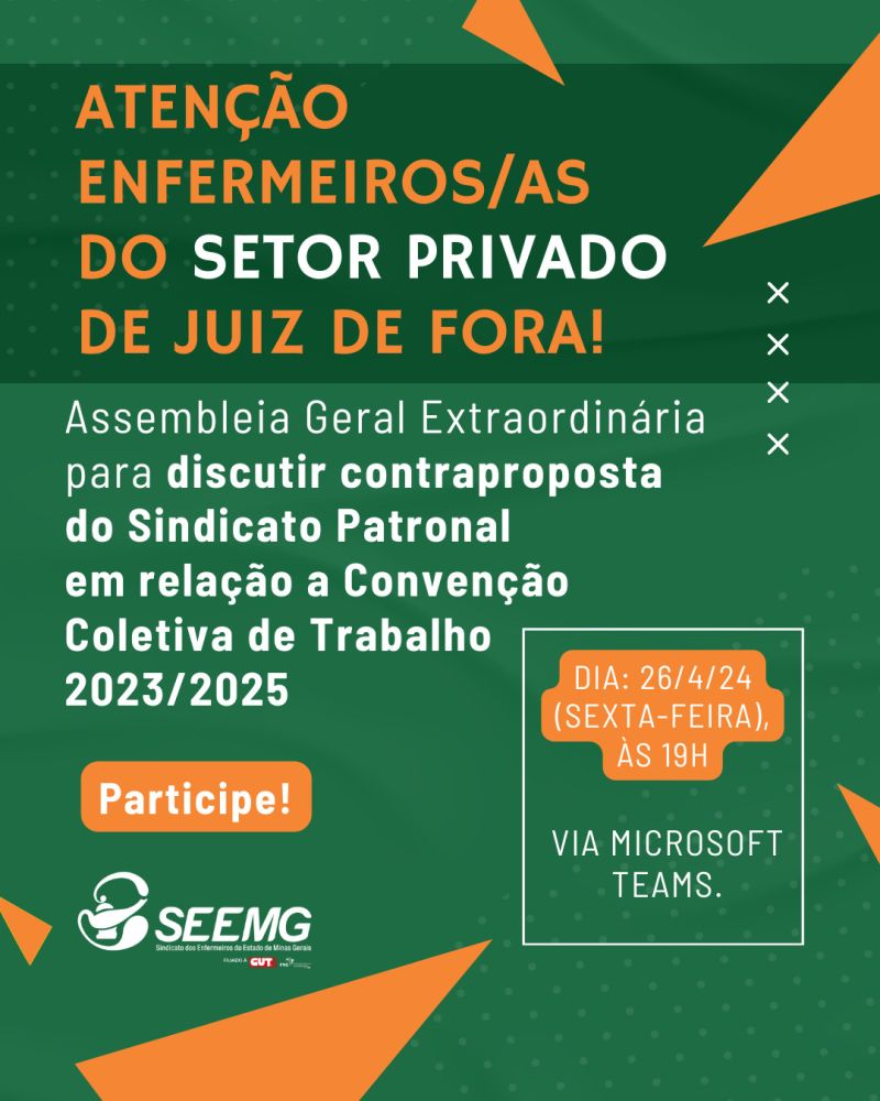 Atenção, enfermeiros/as do setor privado de Juiz de Fora!