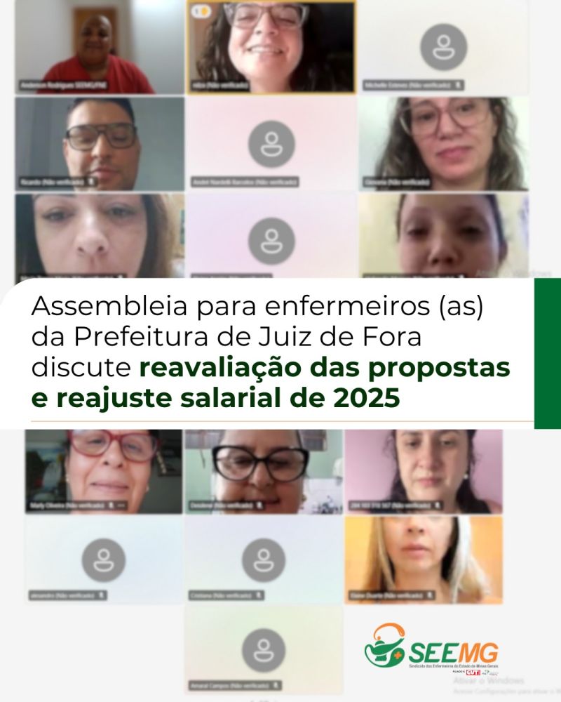 Assembleia para enfermeiros (as) da Prefeitura de Juiz de Fora discute reavaliação das propostas e reajuste salarial de 2025