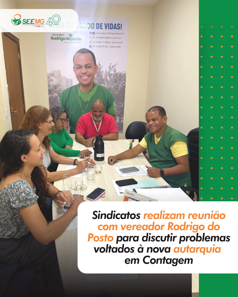 Sindicatos realizam reunião com vereador para discutir problemas voltados à nova autarquia em Contagem