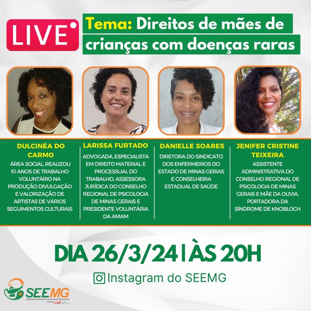 SEEMG realiza live sobre Direitos das mães de crianças com doenças raras