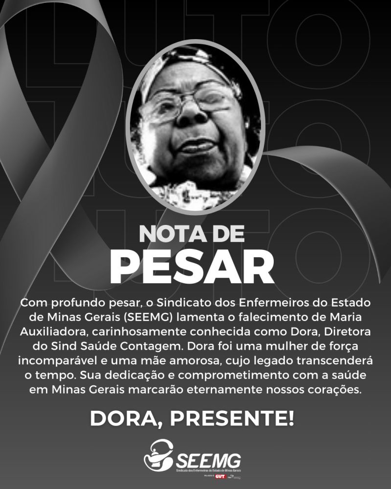 Nota de pesar - Dora do Sind Saúde Contagem